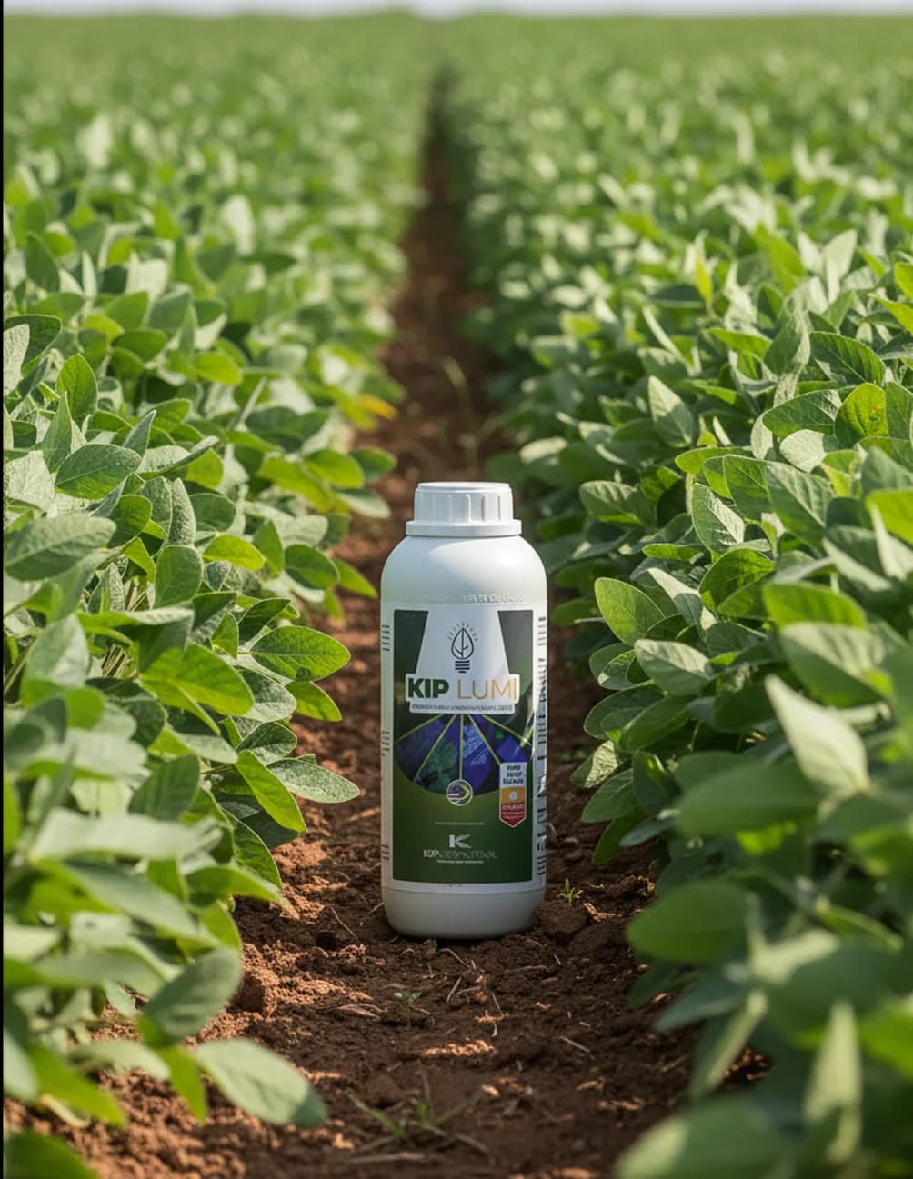 Campo de cultivo ao entardecer com plantação saudável...